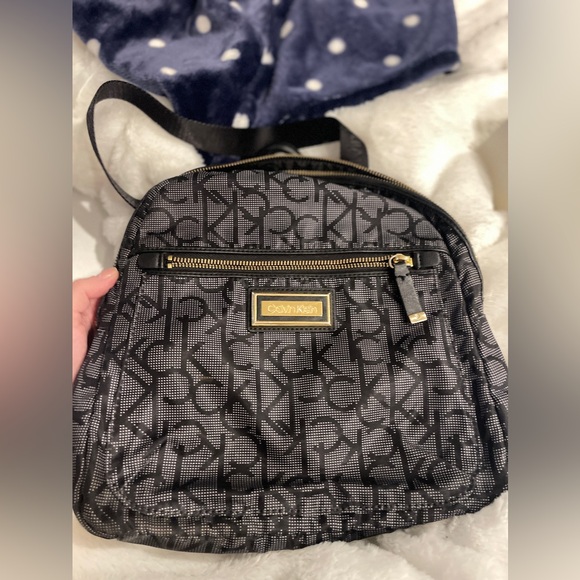 Calvin Klein Black Monogram Backpack - Adjustable Straps - Picture 3 of 5